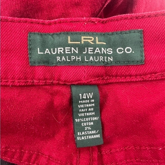 Lauren Ralph Lauren Red Modern Straight Denim Jeans Size 14 Wide Women's - Picture 2 of 6